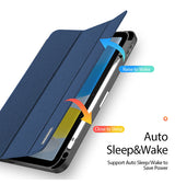 iPad 10.9" (2022) | iPad 11" (2025) / iPad 10.9" (2022) - DUX DUCIS™ Trifold Læder Cover M. Stander - Blå - DELUXECOVERS.DK