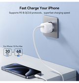 Vægoplader | JOYROOM™ | USB-C Oplader PD QC 3.0 - 20W - Hvid - DELUXECOVERS.DK