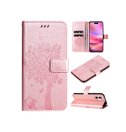 iPhone 16 - BUTTERFLY™ Læder Etui / Taske M. Pung - Rose
