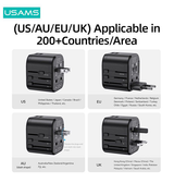Gadgets | USAMS™ | Smart Rejse Adapter til 200+ lande - Sort - DELUXECOVERS.DK