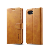 iPhone 16e | iPhone 16e - LC.IMEEKE™ Læder Cover M. Kortholder - Lysebrun - DELUXECOVERS.DK