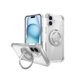 iPhone 16 | iPhone 16 - DeLX™ MagSafe Cover M. Kickstand - Gennemsigtig - DELUXECOVERS.DK