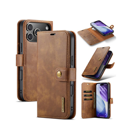 iPhone 17 Pro | iPhone 17 Pro - DG.MING™ Vintage 2-i-1 Læder Etui M. Cover - Brun - DELUXECOVERS.DK