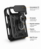 iPhoneDuo | iPhone Duo - NX Pro™ Armor Cover m. Ring Holder - Sort - DELUXECOVERS.DK
