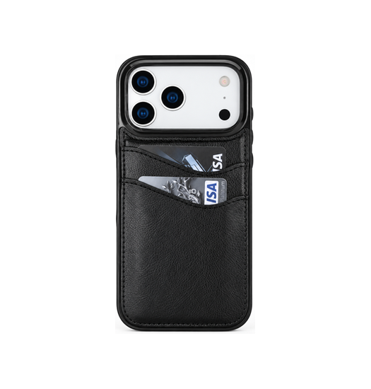 iPhone 18 Pro - Litchi Læder Cover M. Kortholder - Sort