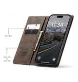 iPhone 17 Pro Max | iPhone 17 Pro Max - CaseMe™ Noble Læder Etui / Pung - Brun - DELUXECOVERS.DK