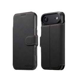 iPhone 17 Air | iPhone 17 Air - Suteni® 2-i-1 Læder Cover M. MagSafe - Sort - DELUXECOVERS.DK
