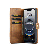 iPhone 16 | iPhone 16e - DG.MING™ Vintage 2-In-1 Læder Etui M. Cover - Brun - DELUXECOVERS.DK