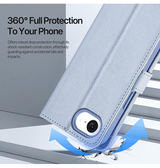 iPhone 16e | <AAA>iPhone 16e - DUX DUCIS™ 2-i-1 Læder Etui M. Aftageligt Cover - Babyblå - DELUXECOVERS.DK