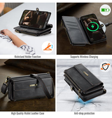 iPhone 16 | iPhone 16 - CaseMe™ Læder Cover med Crossbody Strop - Sort - DELUXECOVERS.DK