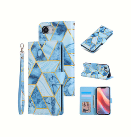 iPhone 16e - UNIQ™ Marble Læder Etui - Ocean