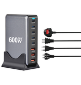 600W USB Ladestation GaN – 5x USB-C (140W PD) 3x USB-A – Sort