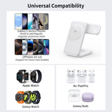 Ladestation / Trådløs oplader | Magcold™ | 3-i-1 Ladestation til Mobil, iWatch, AirPods - 45W! - Hvid - DELUXECOVERS.DK