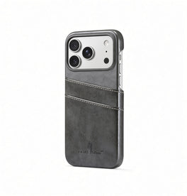 iPhone 17 Pro | iPhone 17 Pro - NX Design™ Læder Cover M. Kortholder - Grå - DELUXECOVERS.DK