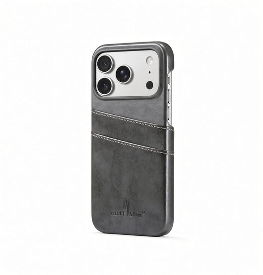 iPhone 17 Pro | iPhone 17 Pro - NX Design™ Læder Cover M. Kortholder - Grå - DELUXECOVERS.DK