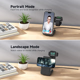 Ladestation / Trådløs oplader | Magcold™ | 3-i-1 Ladestation til Mobil, iWatch, AirPods - 45W! - Sort - DELUXECOVERS.DK