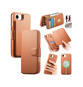 iPhone 17e / 16e | iPhone 17e / 16e - CaseNeo™ 2-i-1 MagSafe Læder Cover M. Kortholder - Brun - DELUXECOVERS.DK