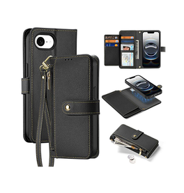 iPhone 16e | <AAA>iPhone 16e - DUX DUCIS™ 2-i-1 Læder Etui M. Aftageligt Cover - sort - DELUXECOVERS.DK