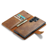 Samsung Galaxy S23 Ultra | Samsung Galaxy S23 Ultra - DG.MING™ Vintage 2-i-1 Læder Etui M. Cover - Brun - DELUXECOVERS.DK