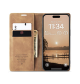 iPhone 17 Pro Max | iPhone 17 Pro Max - CaseMe™ Noble Læder Etui / Pung - Lysebrun - DELUXECOVERS.DK