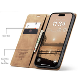 iPhone 17 Pro Max | iPhone 17 Pro Max - CaseMe™ Noble Læder Etui / Pung - Lysebrun - DELUXECOVERS.DK