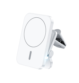 Mobilholder | W-987 QI Trådløs MagSafe oplader til bil - Hvid - DELUXECOVERS.DK