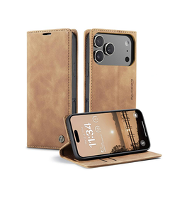 iPhone 17 Pro Max - CaseMe™ Noble Læder Etui / Pung - Lysebrun