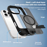 iPhone 16 Pro Max | iPhone 16 Pro Max - Frosted MagSafe Cover M. Kickstand - Sort - DELUXECOVERS.DK