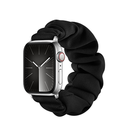 Apple Watch 38mm | Apple Watch (38/40/SE/41/42mm) - Scrunchie Stof Dame Rem - Sort - DELUXECOVERS.DK