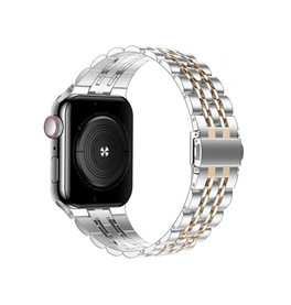Apple Watch 42mm | Apple Watch (42/44/SE/45/46/49mm) - Butterfly Stål Urlænke - Sølv/Rose - DELUXECOVERS.DK