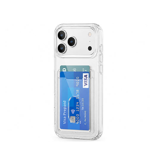 iPhone 17 Pro | iPhone 17 Pro - DeLX™ Silikone Cover Med Kortholder - Gennemsigtig - DELUXECOVERS.DK