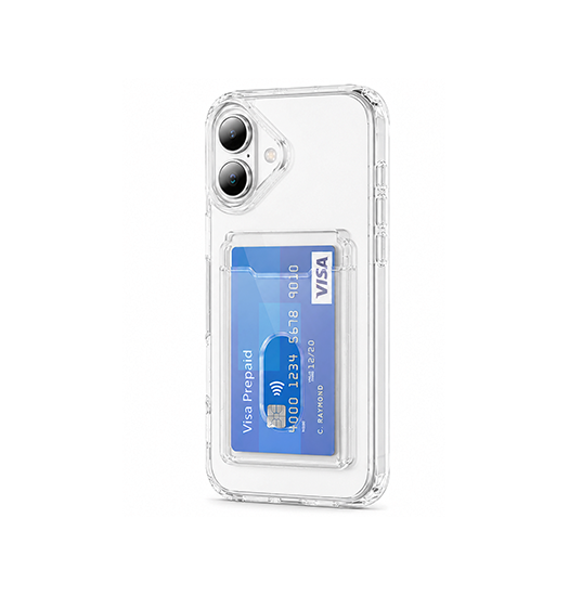 iPhone 17 | iPhone 17 - DeLX™ Silikone Cover Med Kortholder - Gennemsigtig - DELUXECOVERS.DK