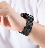 Apple Watch 42mm | Apple Watch (42/44/SE/45/46/49mm) - Milanese Umbrella Buckle Rem - Sort - DELUXECOVERS.DK