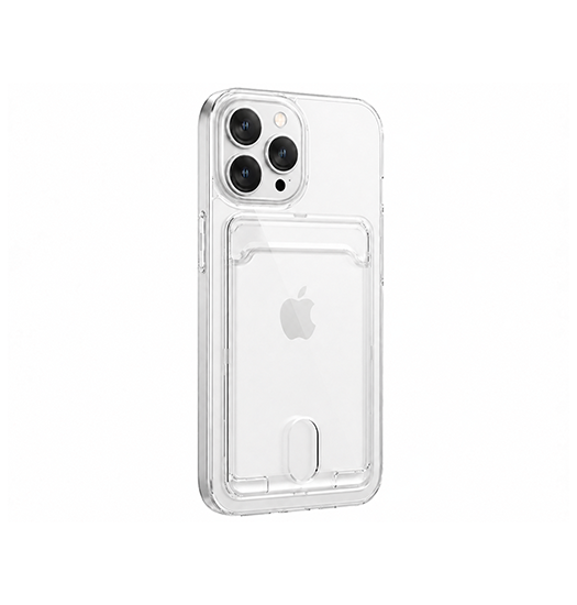 iPhone 14 Pro Max | iPhone 14 Pro Max - DeLX™ Silikone Cover Med Kortholder - Gennemsigtig - DELUXECOVERS.DK