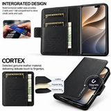 iPhone Duo – LC.IMEEKE™ Vegan Læder Etui / Pung - Sort