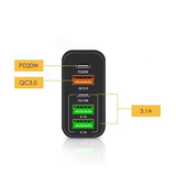 Vægoplader | 65W QuickCharge 3.0 & PD Multi-Port Vægoplader - Sort - DELUXECOVERS.DK