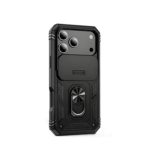 iPhone 17 Pro | iPhone 17 Pro - NX Pro™ Armor Cover m. Ring Holder - Sort - DELUXECOVERS.DK