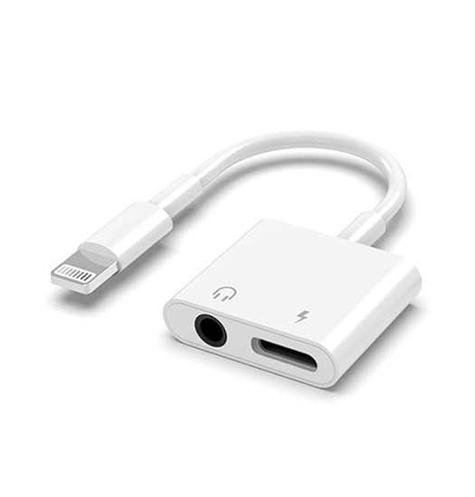 Adapter | Lightning Han Til Lightning og AUX Hun Kabel - Hvid - DELUXECOVERS.DK