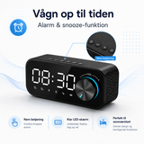 Wake-up Lampe | Digital LED Vækkeur M. belysning, FM-radio - genopladelig - DELUXECOVERS.DK