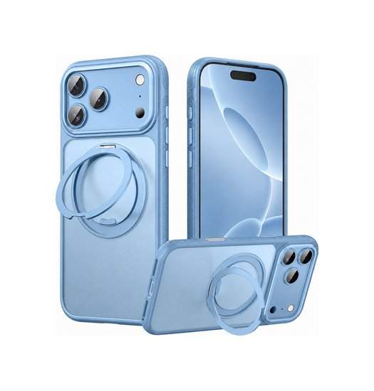 iPhone 18 Pro Max - MagSafe Cover m. 360° Ring Holder  - Lyseblå