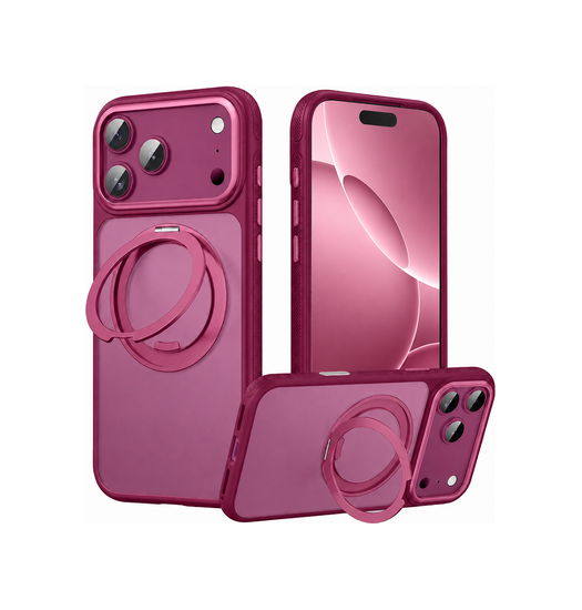 iPhone 18 Pro - MagSafe Cover m. 360° Ring Holder  - Mørkerød