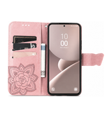 Samsung Galaxy S25 Plus | Samsung Galaxy S25 Plus - BUTTERFLY™ Læder Etui / Taske M. Pung - Rose - DELUXECOVERS.DK