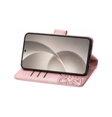 Samsung Galaxy S25 Plus | Samsung Galaxy S25 Plus - BUTTERFLY™ Læder Etui / Taske M. Pung - Rose - DELUXECOVERS.DK