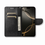 iPhone 14 Pro | iPhone 14 Pro - BUTTERFLY™ Læder Etui / Taske M. Pung - Sort - DELUXECOVERS.DK