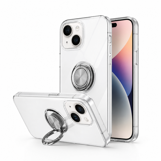 iPhone 15 Plus | iPhone 15 Plus - DeLX™ Silikone Cover M. Ring - Gennemsigtig - DELUXECOVERS.DK