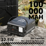 Powerbank | Powerbank 100.000 mAh – 22,5W hurtigopladning - Grå - KONFULON® - DELUXECOVERS.DK