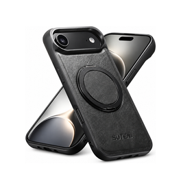 iPhone 17 Air | iPhone 17 Air - Suteni® 360° vegan-læder cover M. MagSafe - Sort - DELUXECOVERS.DK