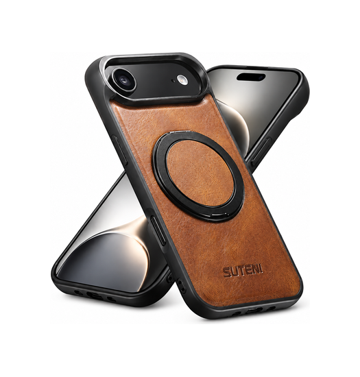 iPhone 17 Air | iPhone 17 Air - Suteni® 360° vegan-læder cover M. MagSafe - Brun - DELUXECOVERS.DK
