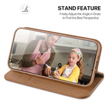 iPhone 17 Air | iPhone 17 Air - DUX DUCIS® Ægte Læder Etui M. Kortholder - Brun - DELUXECOVERS.DK
