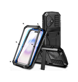 iPhone 18 | iPhone 18 - R-JUST™ Safeguard Vandtæt 360° Cover - Sort - DELUXECOVERS.DK